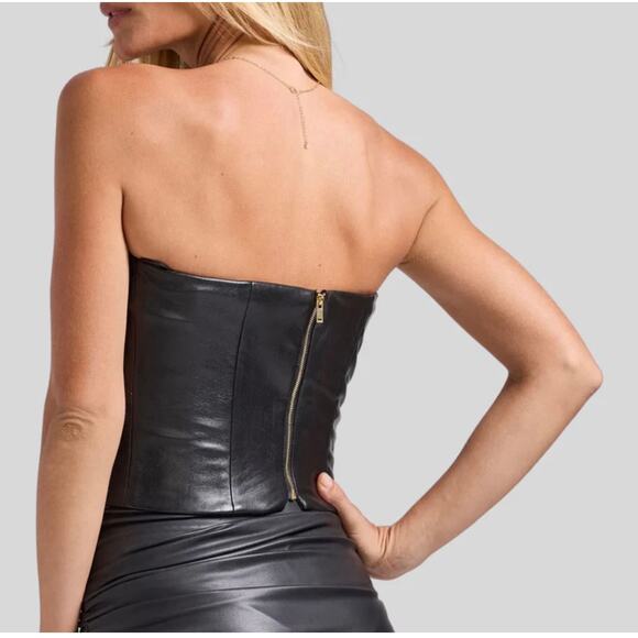 Generation Love Jacqueline Vegan Leather Top Black size XXS - Picture 2 of 8